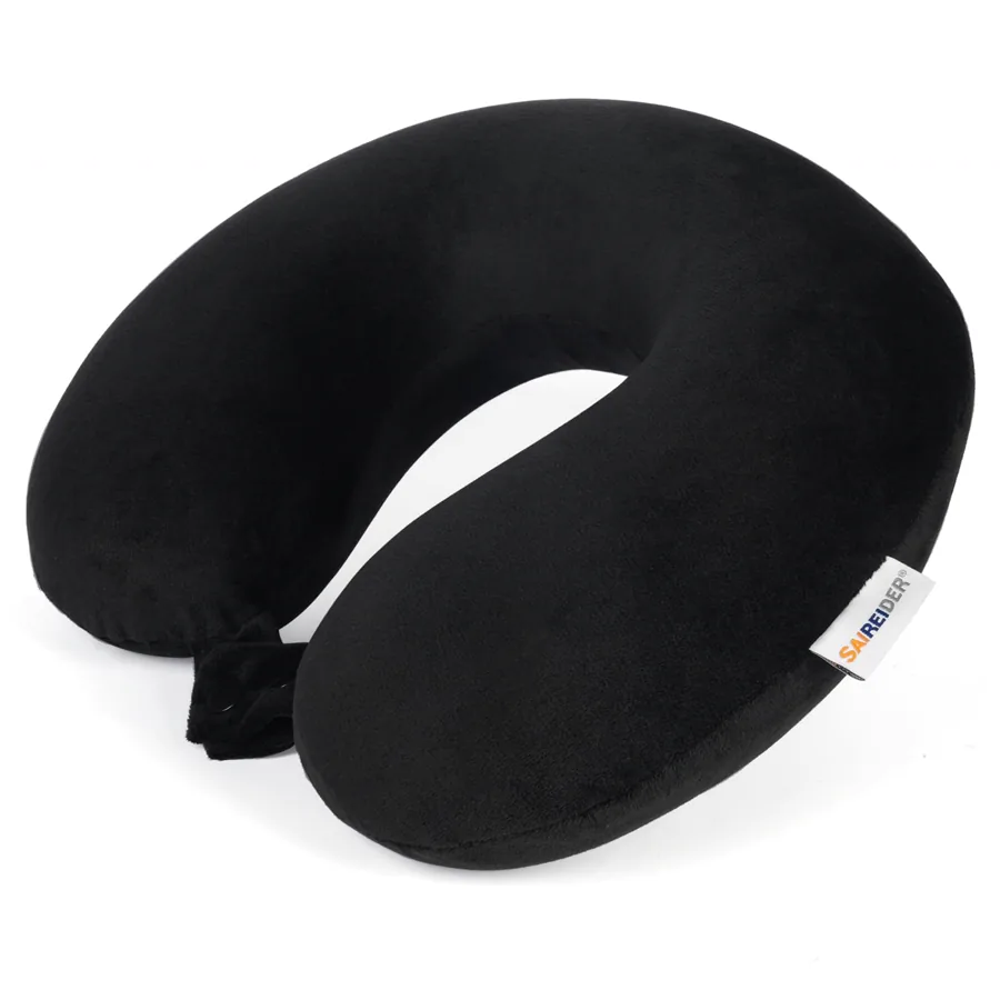 SAIREIDER 100% Memory Foam Travel Neck Pillow, Washable Cover