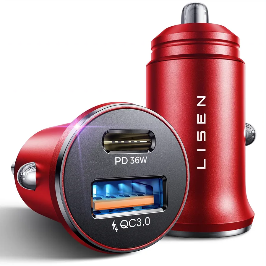 LISEN USB-C Car Charger 2-Pack, 48W All-Metal
