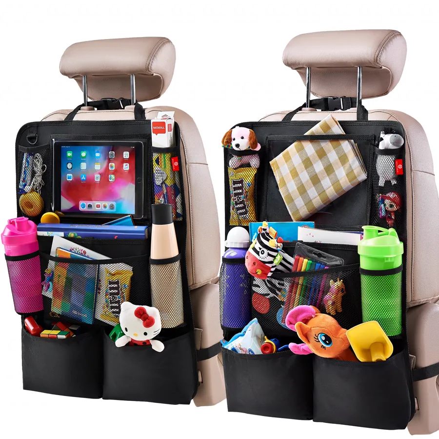 Helteko Backseat Car Organizer with Tablet Holder, 9 Pockets, 2-Pack